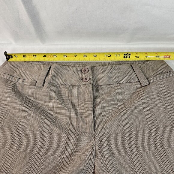 AB Studio Women's Professional Pants Size 4 Beige Plaid Straight Trousers Slacks - Picture 2 of 9